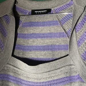 Kiko Kostadinov Women’s Gray and Purple Striped Sweater Dress sz 34
